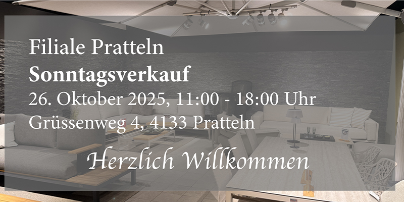 26. Oktober Sonntagsverkauf Filiale Pratteln